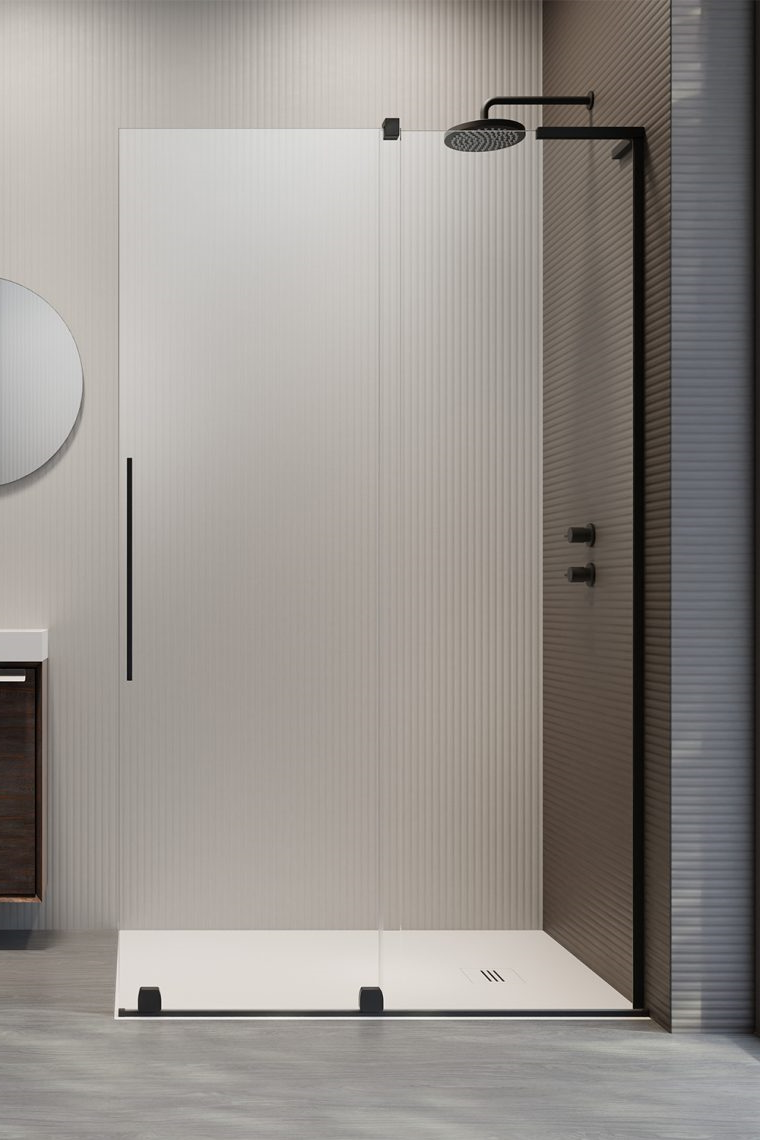 Перегородка Radaway Furo SL Black Walk-in 110R Door 588 Right + стекло Furo Wall 544, черный профиль/прозрачное стекло