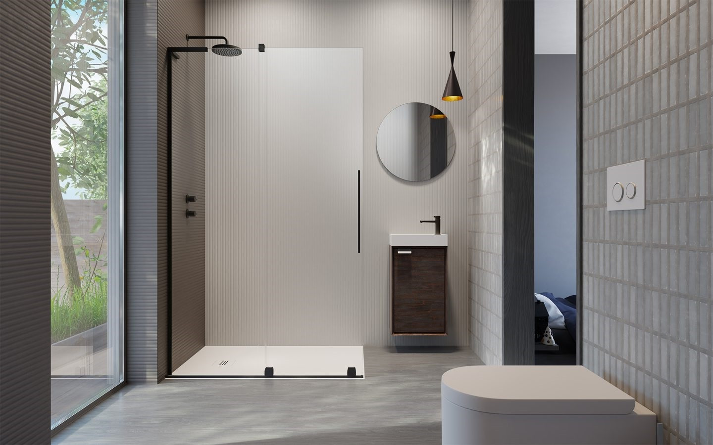 Перегородка Radaway Furo SL Black Walk-in 110L Door 588 Left черный профиль/прозрачное стекло