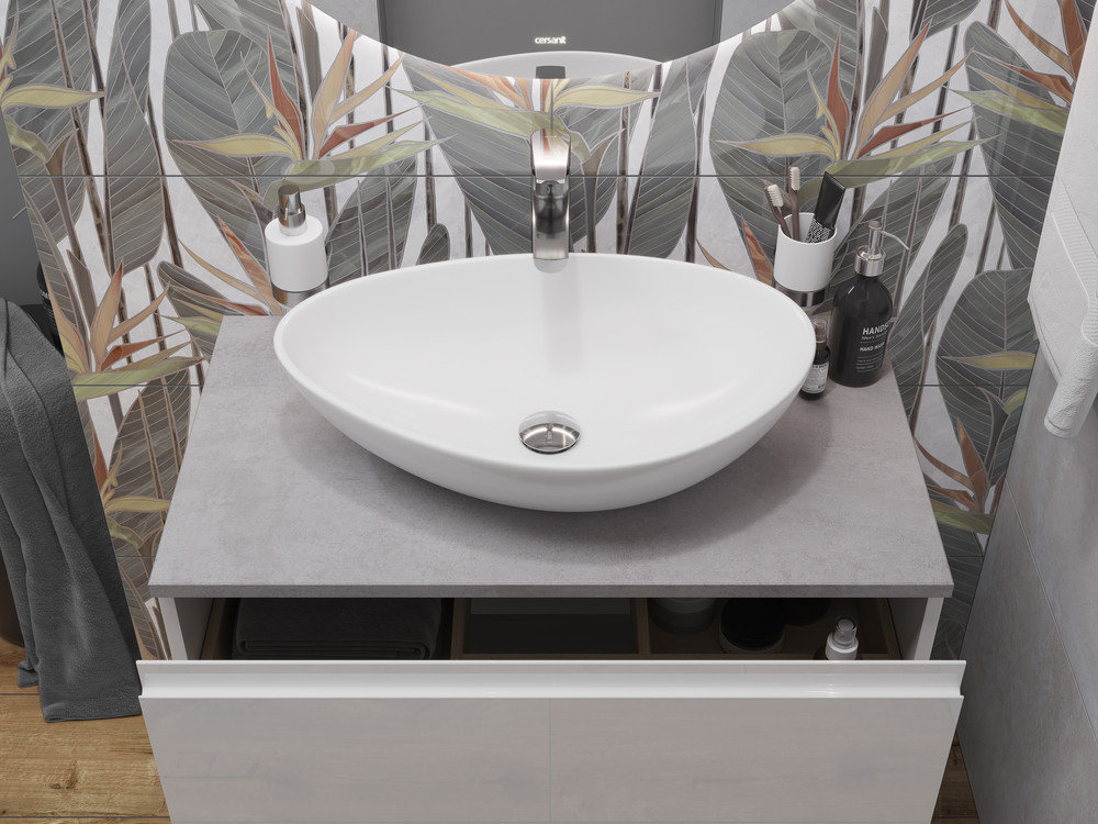 Столешница из керамогранита белая 60см мрамор Cersanit Stone 64185