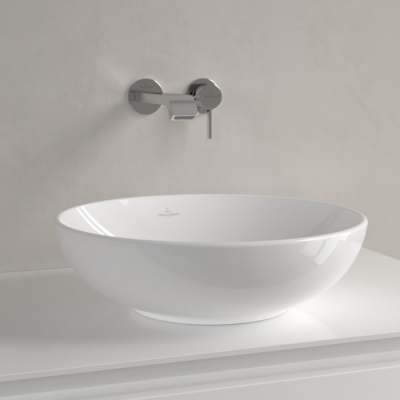 Раковина для установки на столешницу, 420x420x120mm,  Villeroy&Boch Loop&Friends, Альпийский белый, с переливом