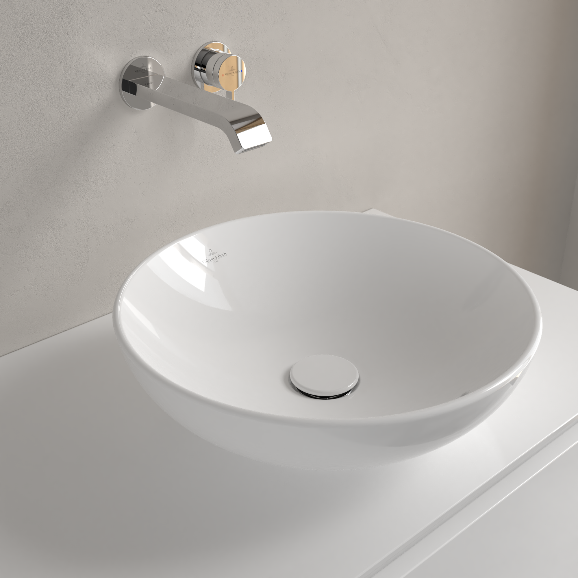 Раковина для установки на столешницу, 420x420x120mm,  Villeroy&Boch Loop&Friends, Альпийский белый, с переливом