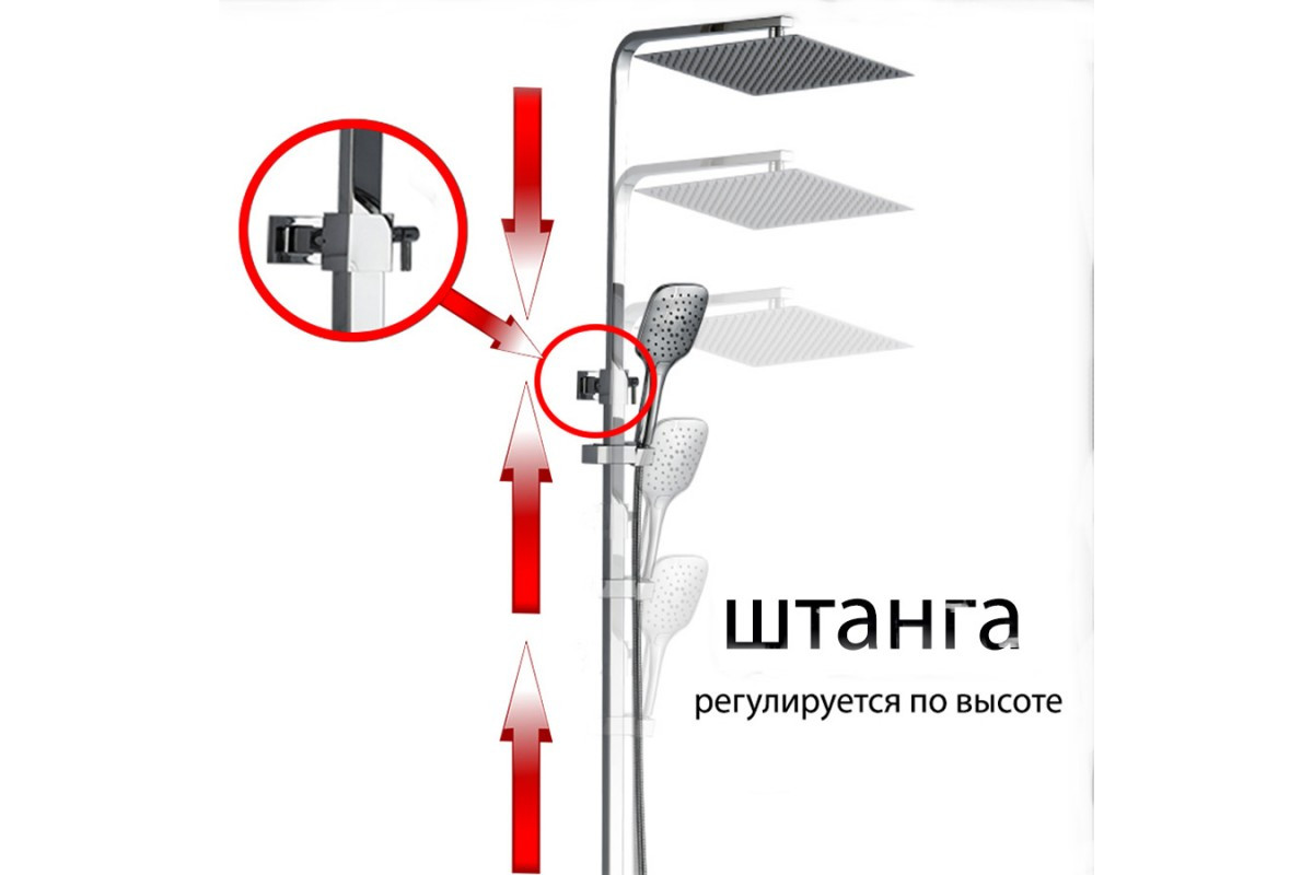 Душевая Cтойка  ALMAes Turia  SDI-1808 со смесителем, черная матовая
