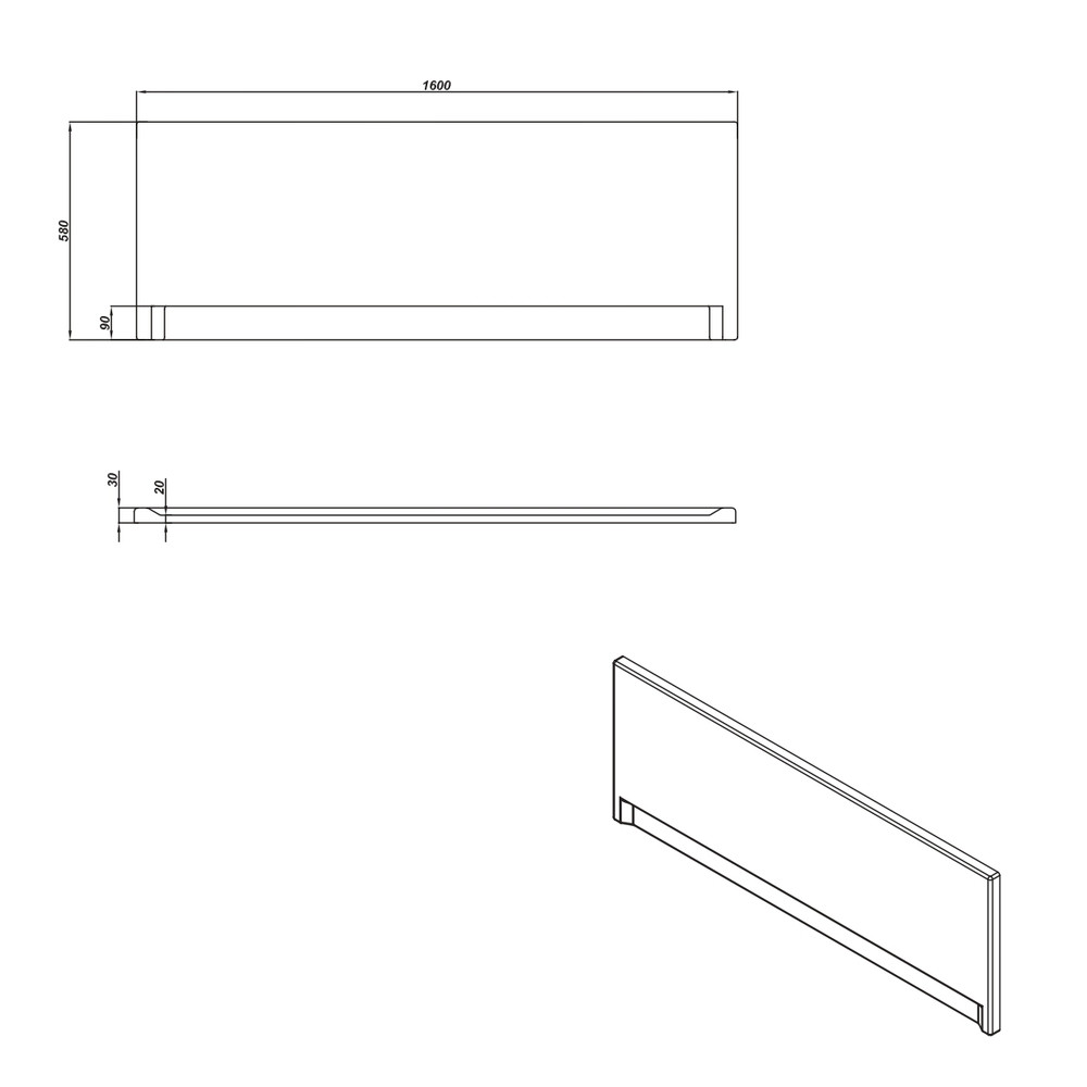 Панель фронтальная 160х58см Cersanit Universal 63327