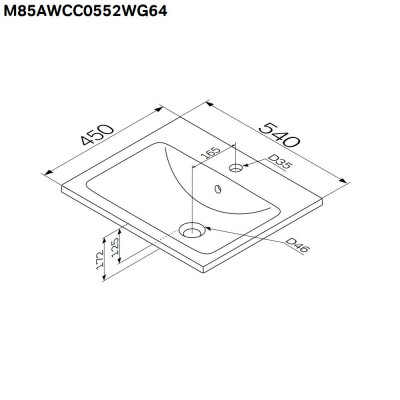 Раковина мебельная белая 54x45x17см Am.pm X-Joy M85AWCC0552WG64