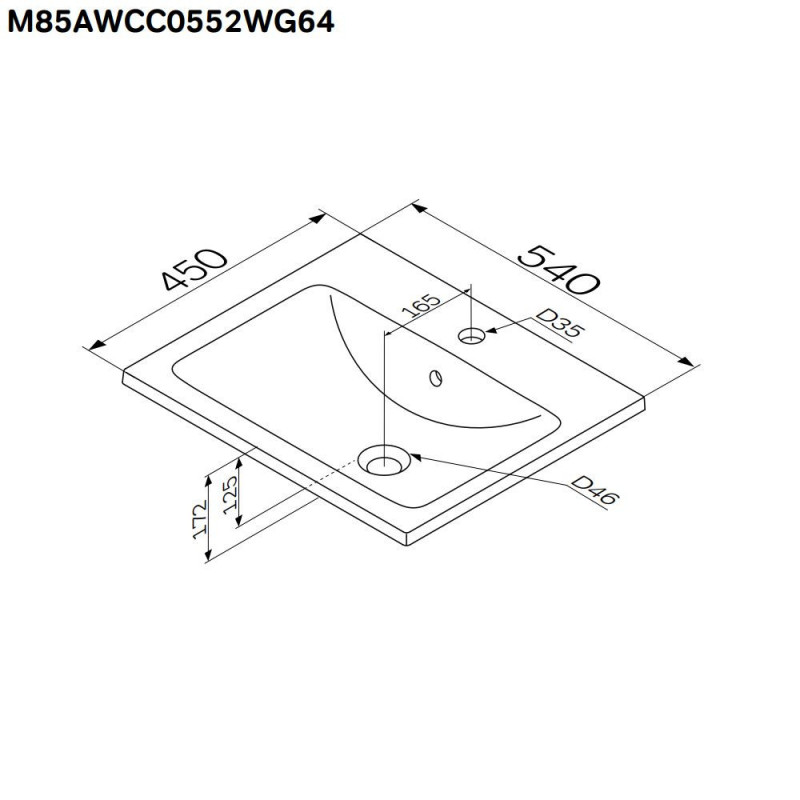 Раковина мебельная белая 54x45x17см Am.pm X-Joy M85AWCC0552WG64