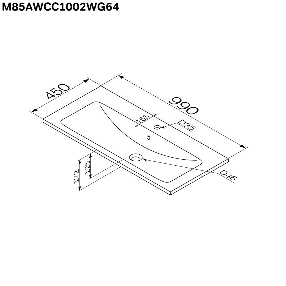 Раковина мебельная белая 99x44x17см Am.pm X-Joy M85AWCC1002WG64