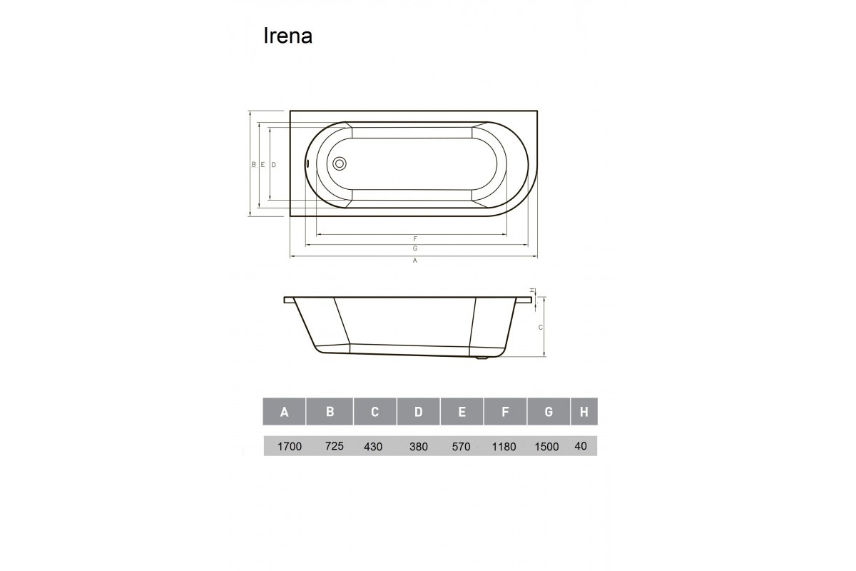 Ванна акриловая Vayer Irena 170х72 L пристенная угловая