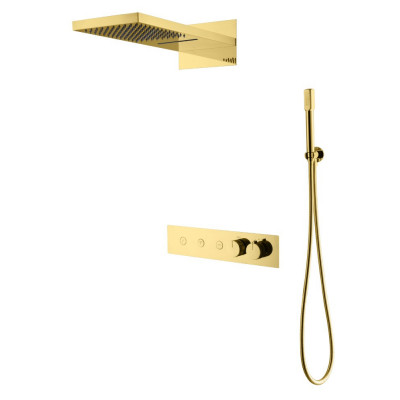 Встроенная душевая система Boheme FUSION 131-G с термостатом, трехпозиционная, GOLD