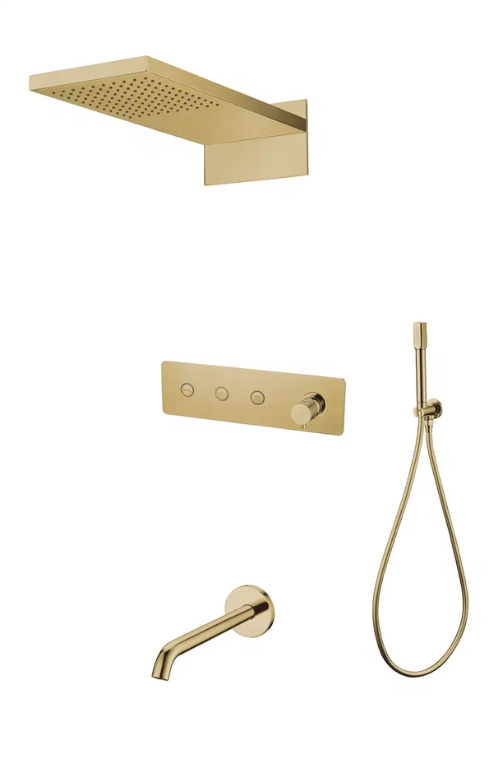 Встроенная душевая система Boheme FUSION 130-2-G, GOLD с изливом