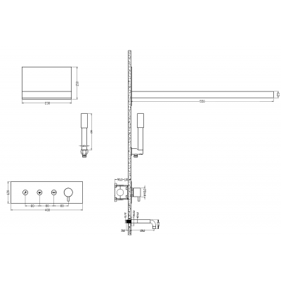 Встроенная душевая система Boheme FUSION 130-2-CR, Chrome с изливом