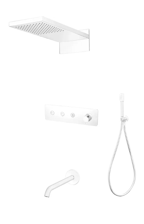 Встроенная душевая система Boheme FUSION 130-2-MW, Matt White с изливом