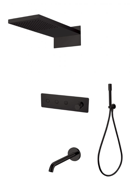 Встроенная душевая система Boheme FUSION 130-2-B, Black с изливом