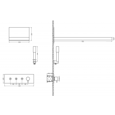 Встроенная душевая система Boheme FUSION 130-2-BG, трехпозиционная, Black GOLD