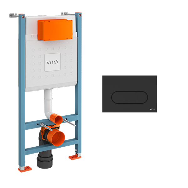 Инсталляция VitrA V-Fix Core 12см для унитаза с двурежимной панелью смыва Root R 3/6л, черный матовый, 800-1874
