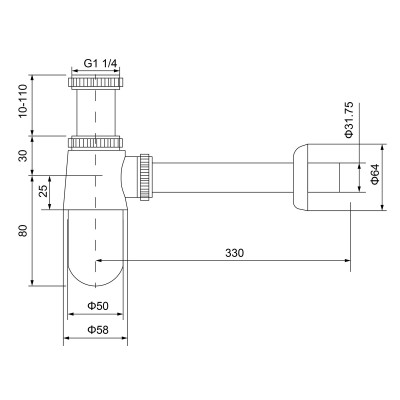 Сифон для раковины золото Timo 960/17L