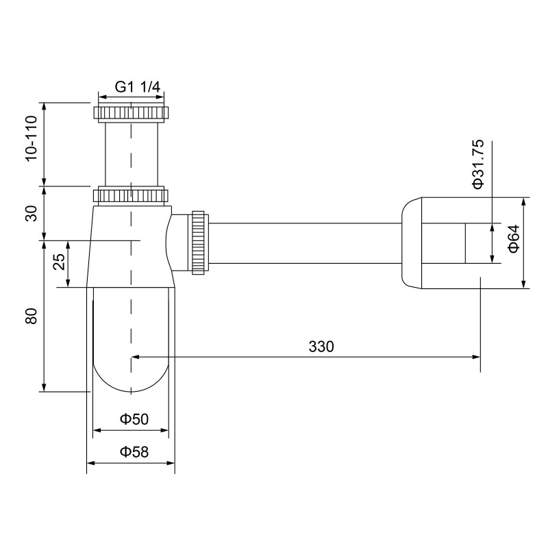 Сифон для раковины черное золото Timo 960/18L