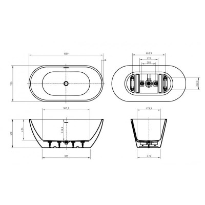 Акриловая ванна отдельностоящая белая 150x73см Belbagno Uno BB701-1500-730-K