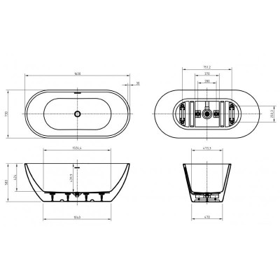 Акриловая ванна отдельностоящая белая 160x73см Belbagno Uno BB701-1600-730-K