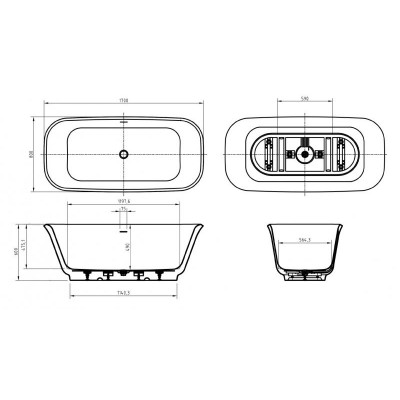 Акриловая ванна отдельностоящая белая 170x80см Belbagno Due BB702-1700-800-K