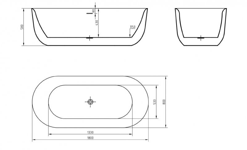 Акриловая ванна отдельностоящая белая 180x80см Belbagno BB706-1800-800