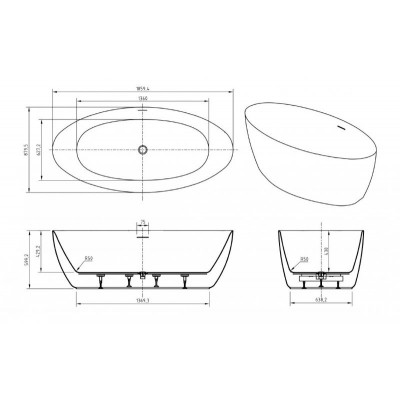 Акриловая ванна отдельностоящая белая 186x88см Belbagno BB707-1860-880