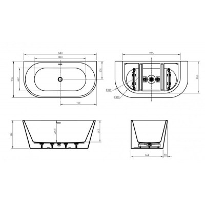 Акриловая ванна пристенная белая 150x75см Belbagno BB710-1500-750