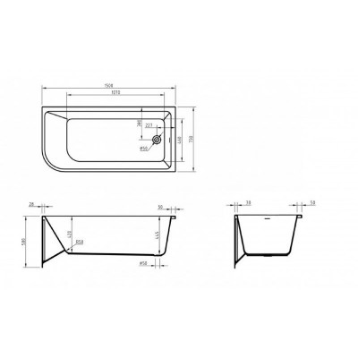 Акриловая ванна угловая белая 150x73см правая Belbagno BB712-1500-730-R