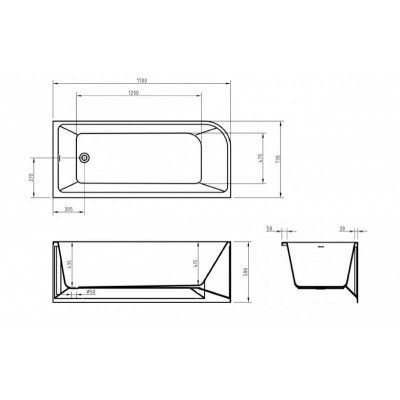 Акриловая ванна угловая белая 170x73см правая Belbagno BB712-1700-730-R