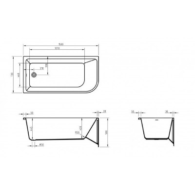 Акриловая ванна угловая белая 150x73см левая Belbagno BB712-1500-730-L