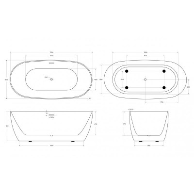Акриловая ванна отдельностоящая белая 170x80см Belbagno BB415-1700-800