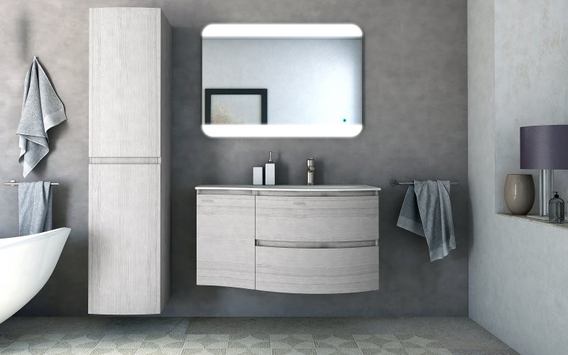Шкафчик для ванны подвесной серое дерево левый 34см Cezares Vague 54849