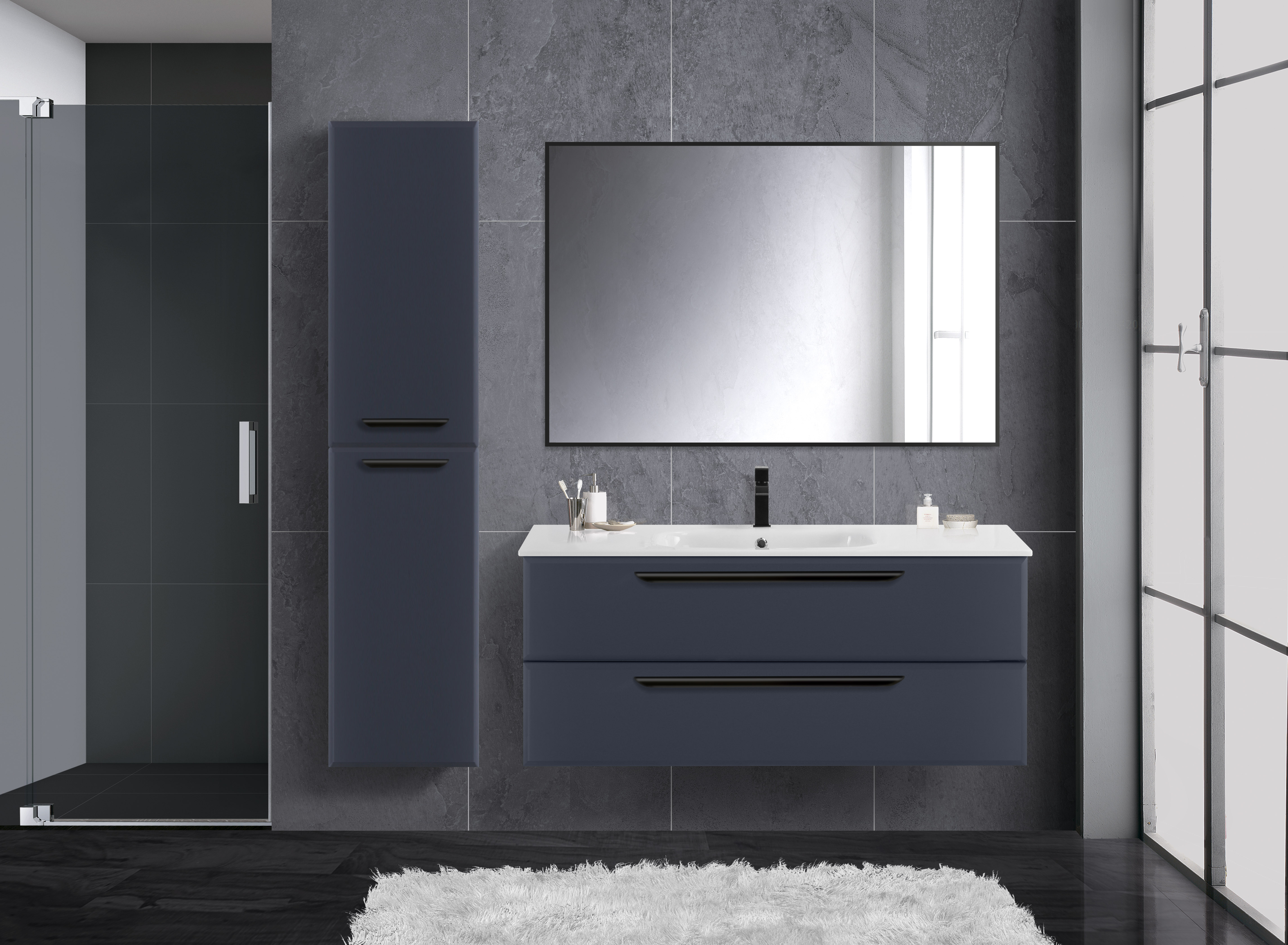 Тумба под раковину подвесная графит 117см Cezares ECO ECO-CER-1200-2C-SO-GR-P