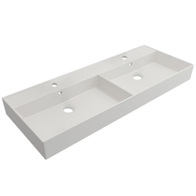 Раковина двойная керамика встраиваемая белая 120x46см Cezares CZR-MIL-120-2-LVB