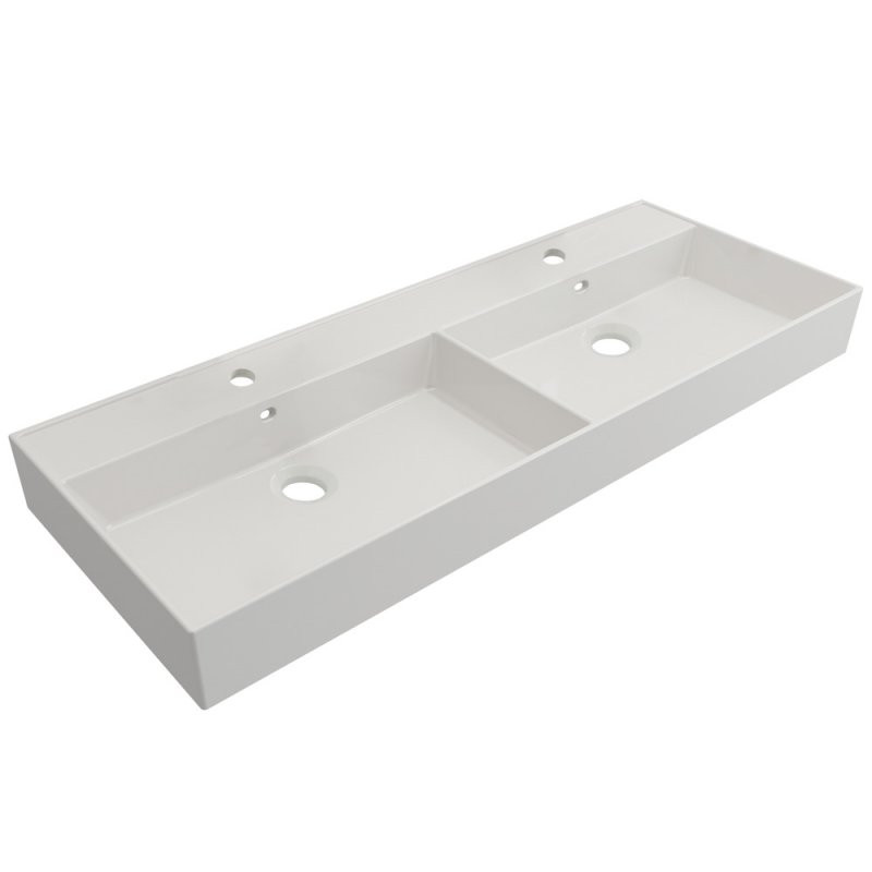 Раковина двойная керамика встраиваемая белая 120x46см Cezares CZR-MIL-120-2-LVB