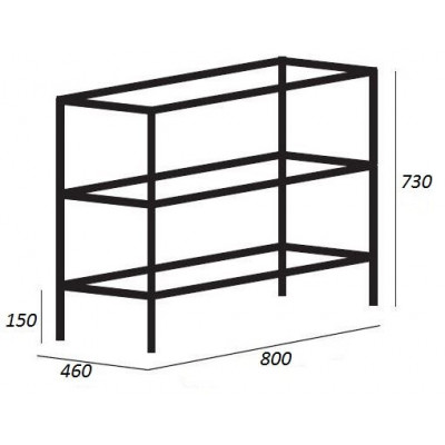 Каркас для раковины напольный двухъярусный 80см Cezares CADRO CADRO-80/46/73-2C-PIA-MET-ST