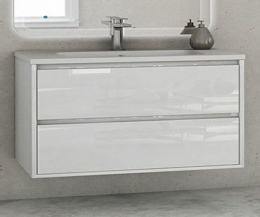 Тумба под раковину подвесная белая 100см Cezares GLASS 41803
