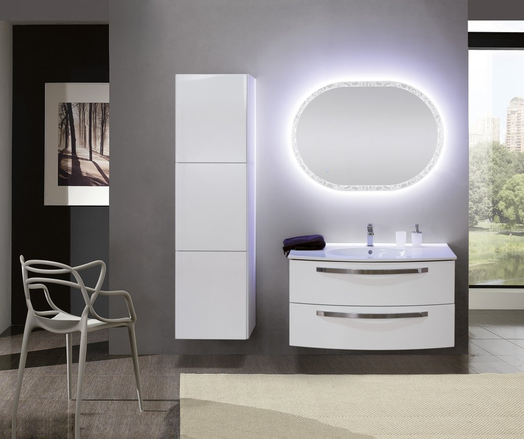 Тумба под раковину подвесная белая 100см Cezares COMFORT 54281