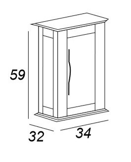 Шкафчик подвесной для тумбы зеленый 34см Cezares TIFFANY 55334