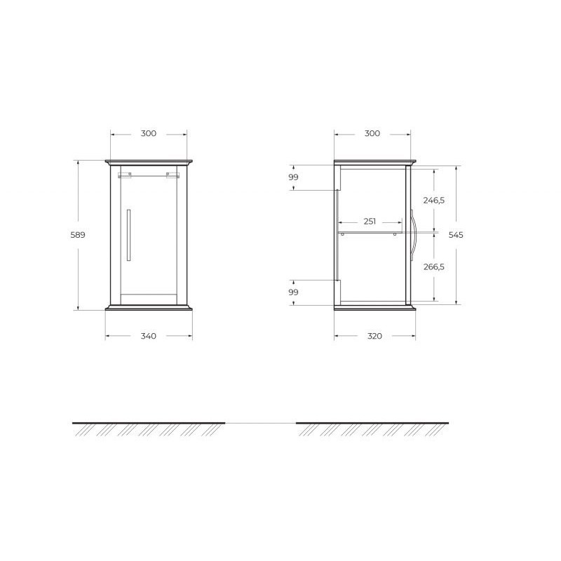Шкафчик подвесной для тумбы серый 30см Cezares TIFFANY 55245