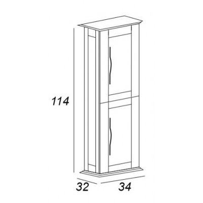 Шкаф пенал подвесной белый 34см Cezares TIFFANY 54963