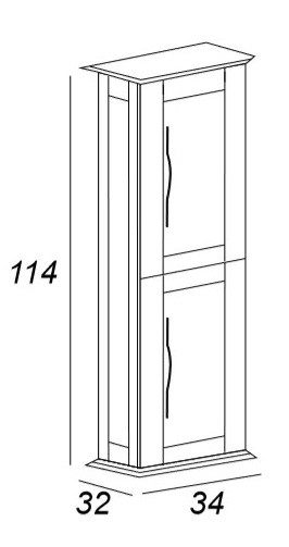 Шкаф пенал подвесной белый 34см Cezares TIFFANY 54963