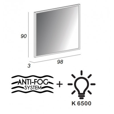 Зеркало со встроенной LED подсветкой белое 98x90см Cezares TIFFANY 45046