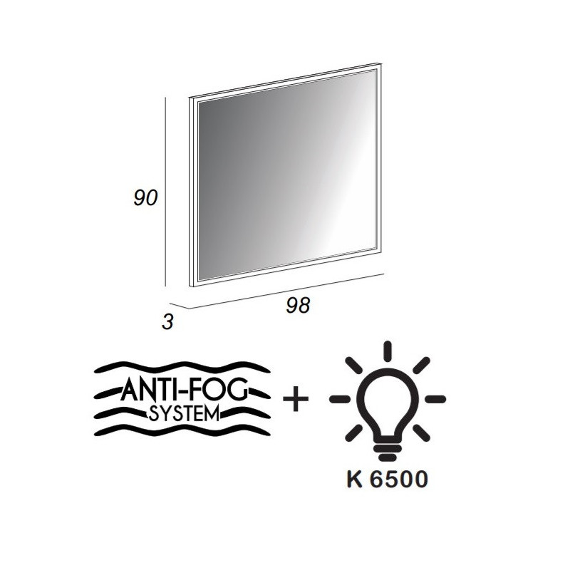 Зеркало со встроенной LED подсветкой белое 98x90см Cezares TIFFANY 45046