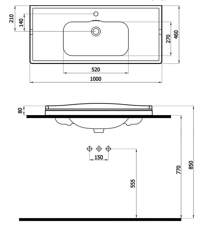 Раковина керамическая встраиваемая белая 100x46см Cezares CZR-ELT-100-LVB