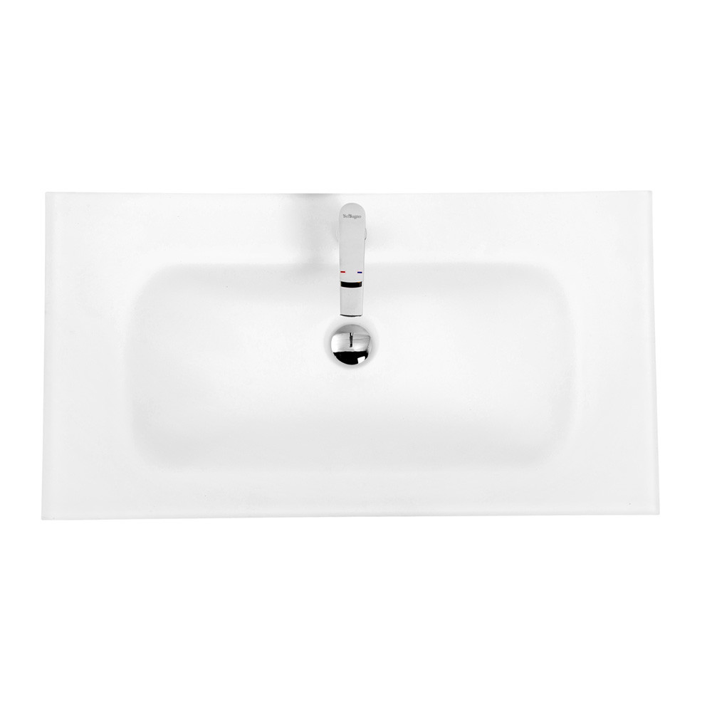 Раковина стеклянная встраиваемая белая матовая 81x46см Belbagno BB810/465-LV-VTR-BO