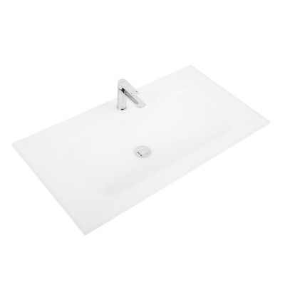 Раковина стеклянная встраиваемая белая матовая 101x46см Belbagno BB1010/465-LV-VTR-BO