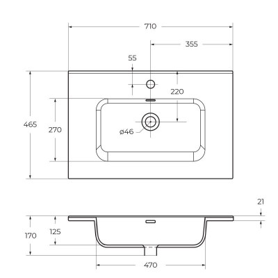 Раковина керамическая встраиваемая белая 71x46см Belbagno BB700ETL