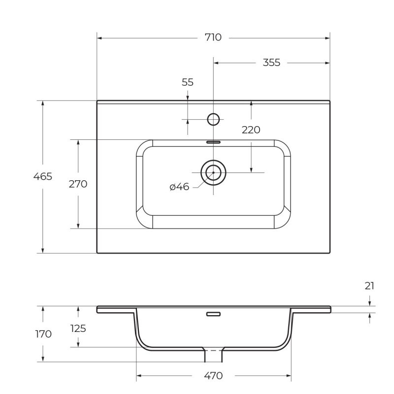 Раковина керамическая встраиваемая белая 71x46см Belbagno BB700ETL