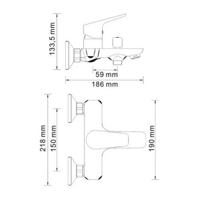 Смеситель Lippe 4501 для ванны с коротким изливом  Wasser kraft