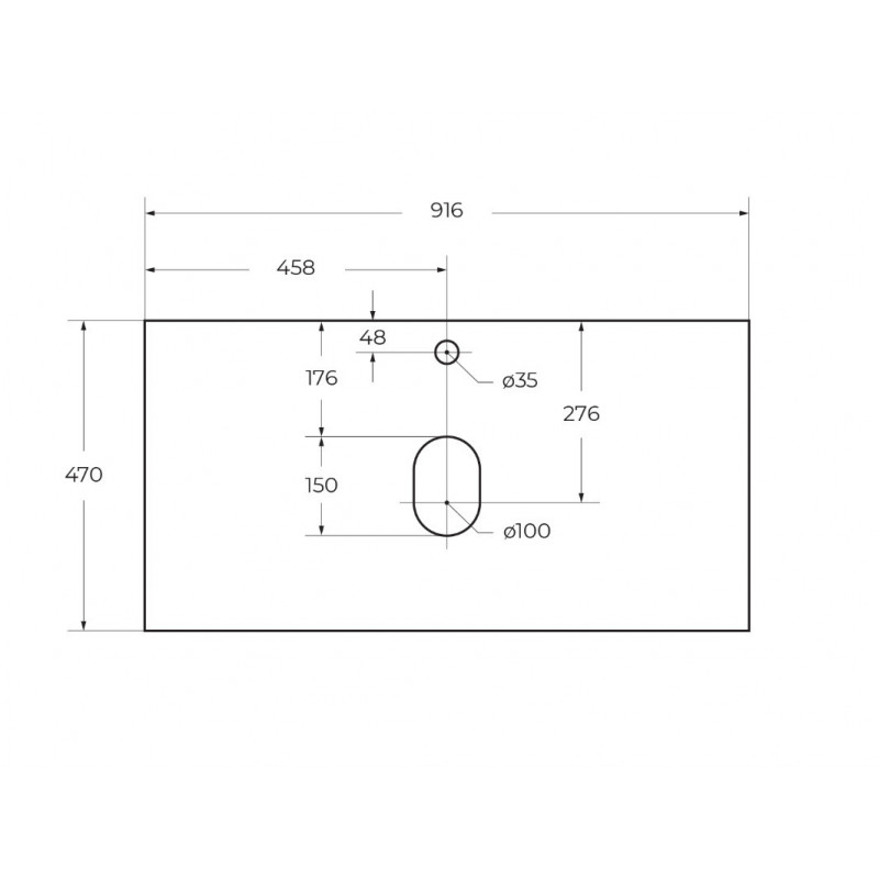 Столешница из керамогранита 916x468 мм, Belbagno KEP-90-BO